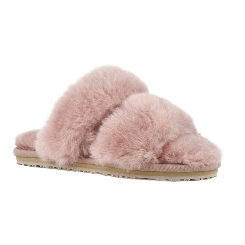 NEW MOU women's 2 stripes sheepskin fur slipper in antic rose